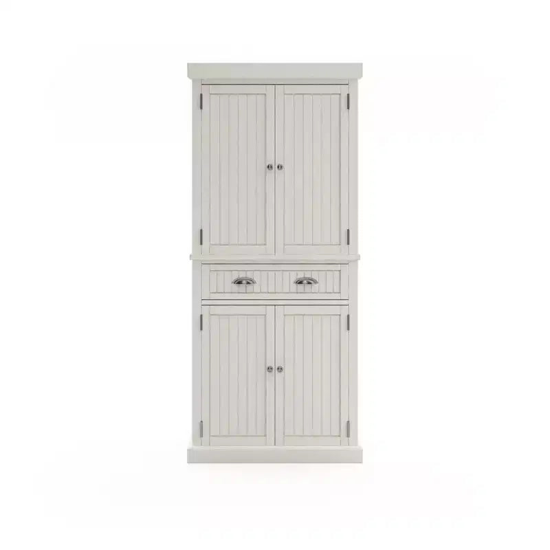 Mobile dispensa nautico da cucina costiera, bianco sporco, struttura in legno massello, ripiani regolabili, H 183 cm