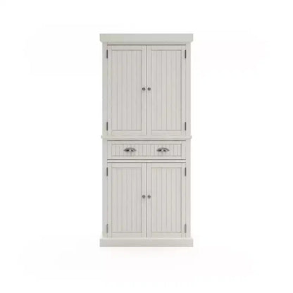 Mobile dispensa nautico da cucina costiera, bianco sporco, struttura in legno massello, ripiani regolabili, H 183 cm