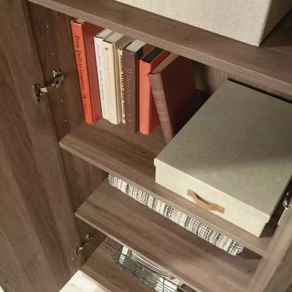 Mobiletto da magazzino in stile rustico a 2 ante, rovere sale, ripiani regolabili laminati, struttura in MDF