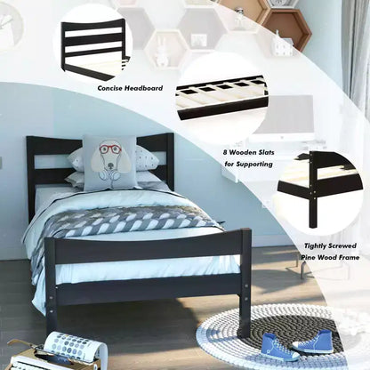 Base letto a piattaforma singola con testiera e supporto a doghe in legno, non è necessario il box spring