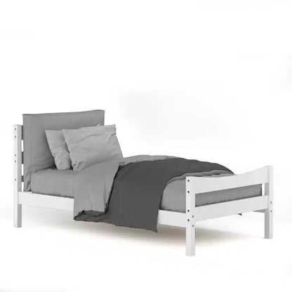 Base letto a piattaforma singola con testiera e supporto a doghe in legno, non è necessario il box spring