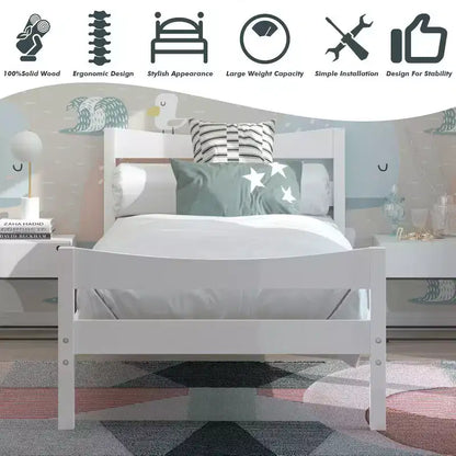 Base letto a piattaforma singola con testiera e supporto a doghe in legno, non è necessario il box spring