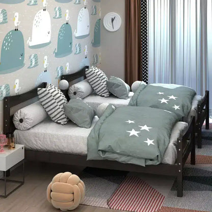 Base letto a piattaforma singola con testiera e supporto a doghe in legno, non è necessario il box spring