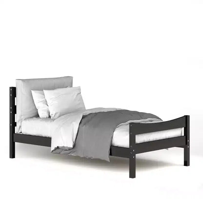 Base letto a piattaforma singola con testiera e supporto a doghe in legno, non è necessario il box spring