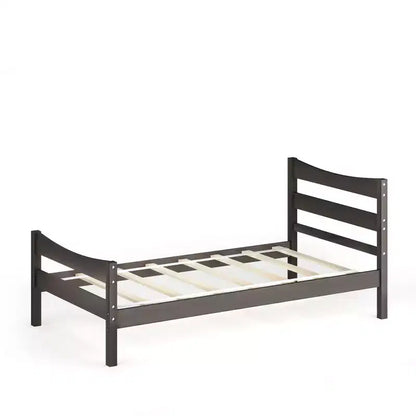 Base letto a piattaforma singola con testiera e supporto a doghe in legno, non è necessario il box spring
