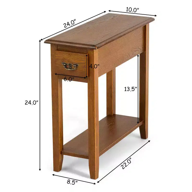 Comodino/Tavolino stretto con cassetto per letto o divano