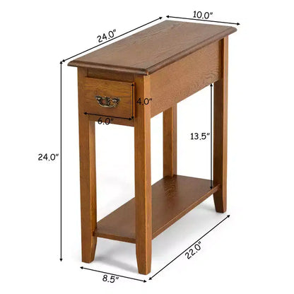 Comodino/Tavolino stretto con cassetto per letto o divano