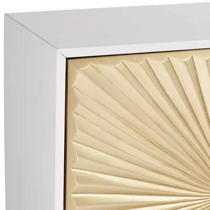 Credenza decorativa Starburst da 81 cm con 2 ante bianca e oro