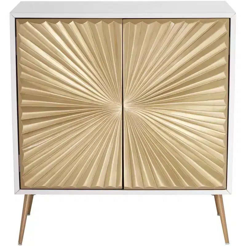 Credenza decorativa Starburst da 81 cm con 2 ante bianca e oro