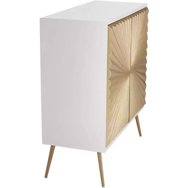 Credenza decorativa Starburst da 81 cm con 2 ante bianca e oro