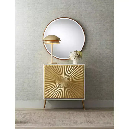 Credenza decorativa Starburst da 81 cm con 2 ante bianca e oro